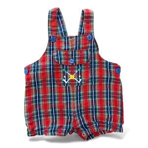 Vintage Top Golfer Paper Tag Plaid Red Shortalls Boys 3-6m